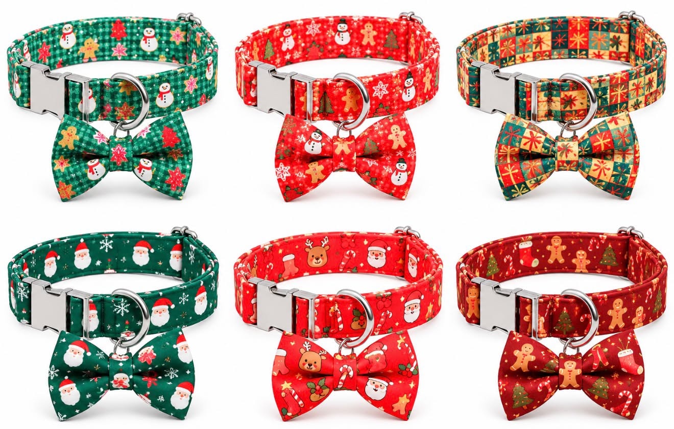 ReLaxson PAWS Christmas Bow-Tie Collar — all 6 designs